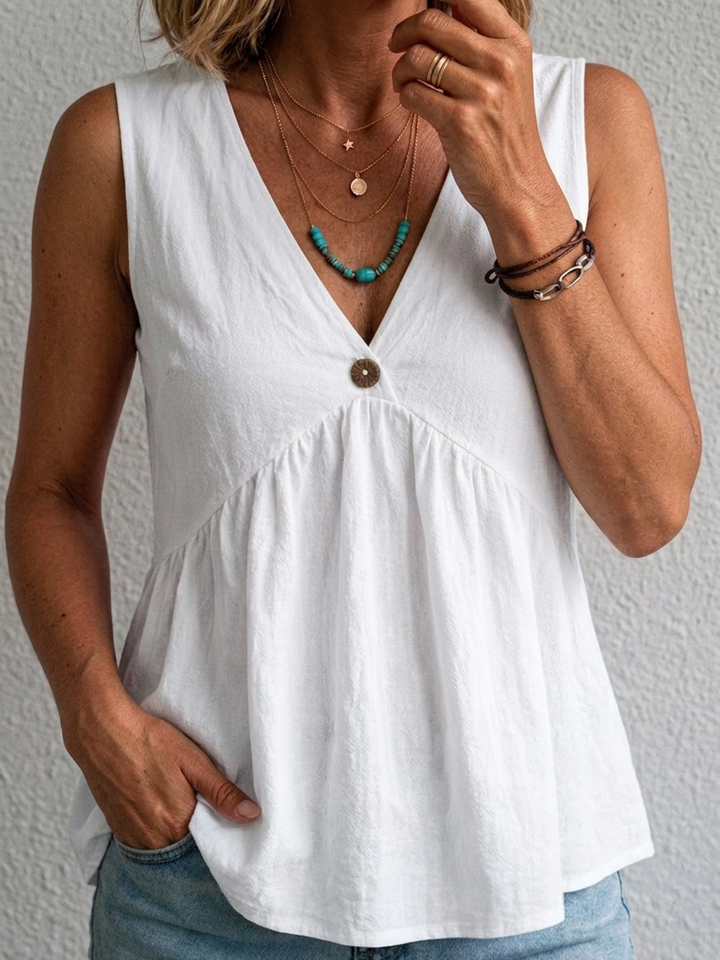 Charlotte | Top senza maniche in cotone con scollatura a V