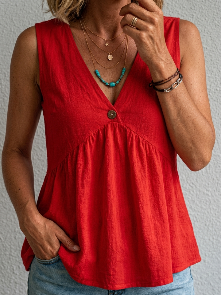 Charlotte | Top senza maniche in cotone con scollatura a V