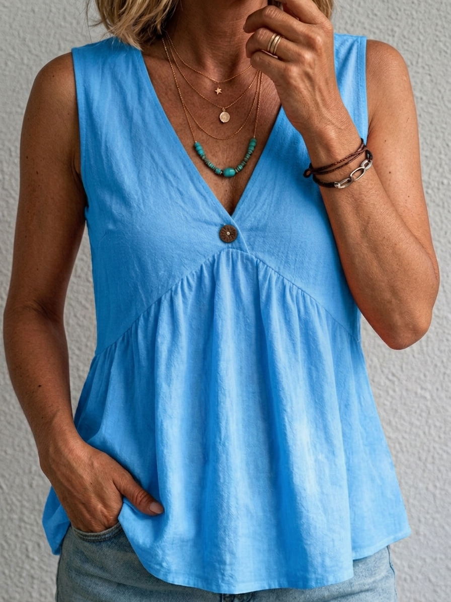 Charlotte | Top senza maniche in cotone con scollatura a V