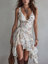 Abito Mini con Spalline a Spaghetti e Scollo a V in Stile Retro