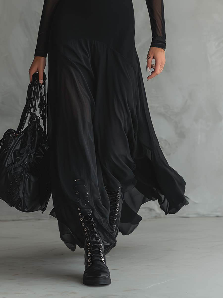 Neroa ¦ Abito maxi a vestibilità ampia in tulle nero