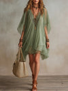 Abito Mini Flowy a V in Chiffon Verde