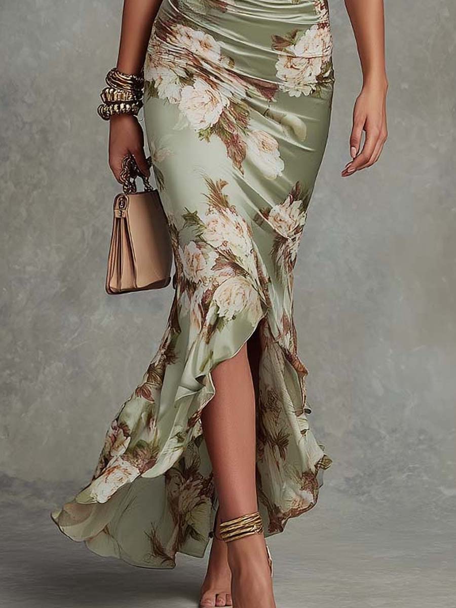 Magnolia | Abito Maxi Floreale con Scollatura a V