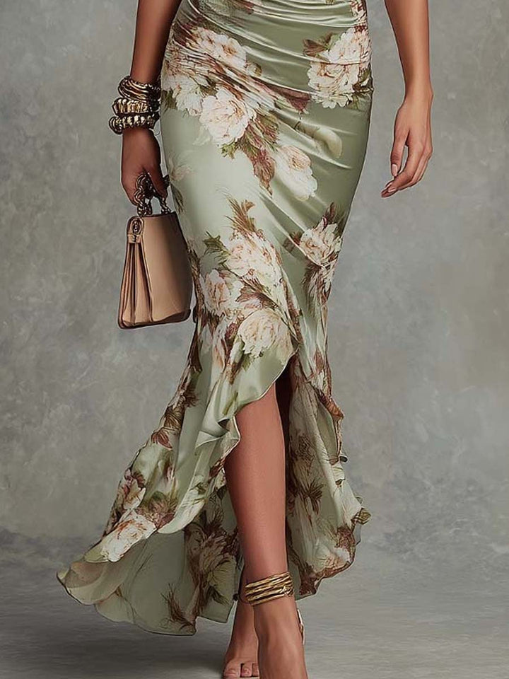 Magnolia | Abito Maxi Floreale con Scollatura a V