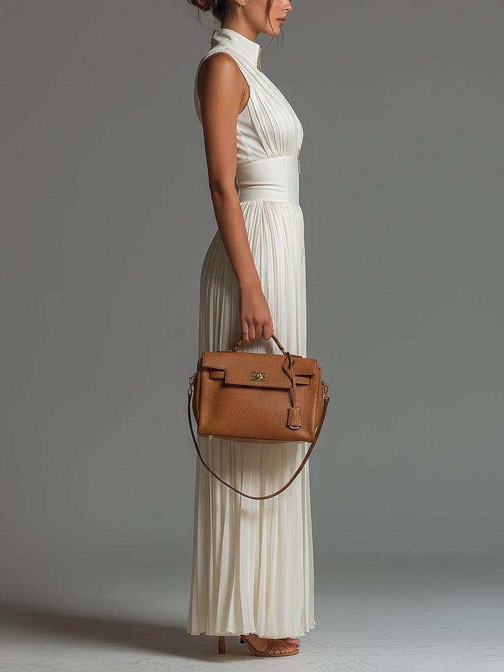 Zsófia Jumpsuit – Chiffon Pieghettato Bianco