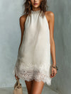 Blanche | Mini Abito Collo Halter Chic Bianco Sporco