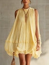 Margaux | Mini Abito a Volant, Collo Halter, Giallo