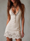 Gabrielle | Abito Mini in Pizzo Ivorio con Scollo a V
