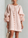 Abito Mini Floreale Rosa Con Bottoni Con Maniche Floreali Sorprendenti