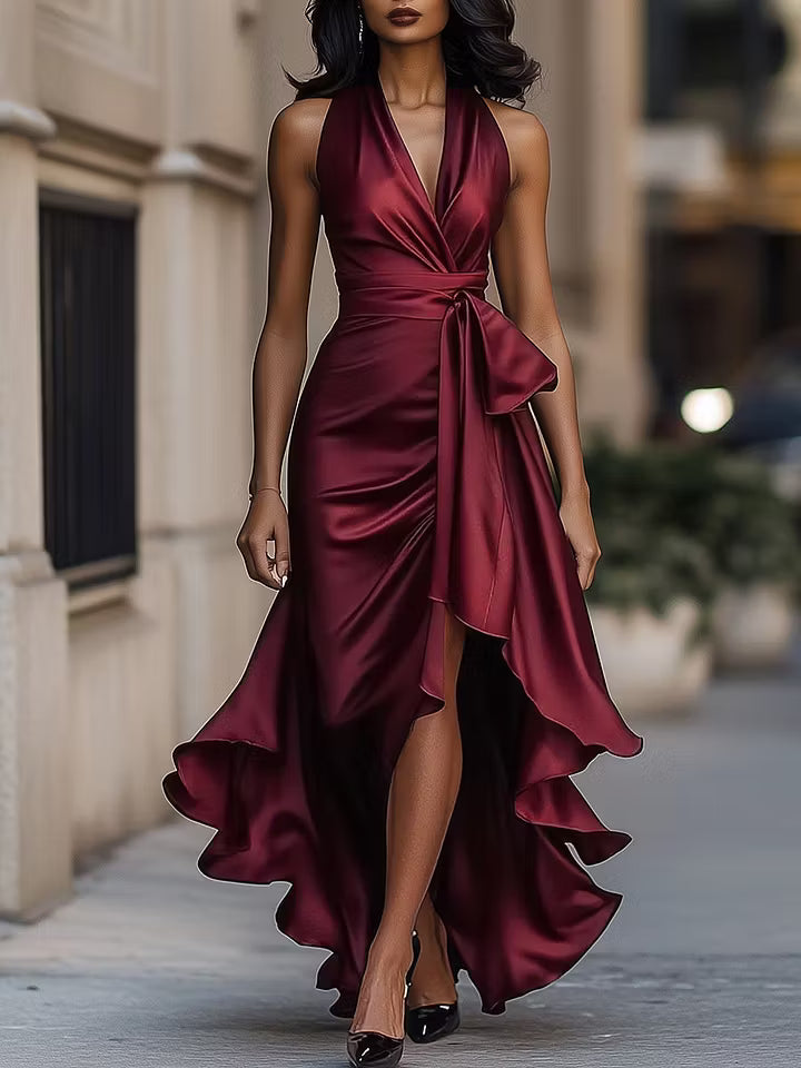 Scarlett | Abito Ruffle in Satin Halter