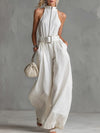 Jumpsuit Elegante da Città – Con Cintura, Senza Maniche, Fit Ampio