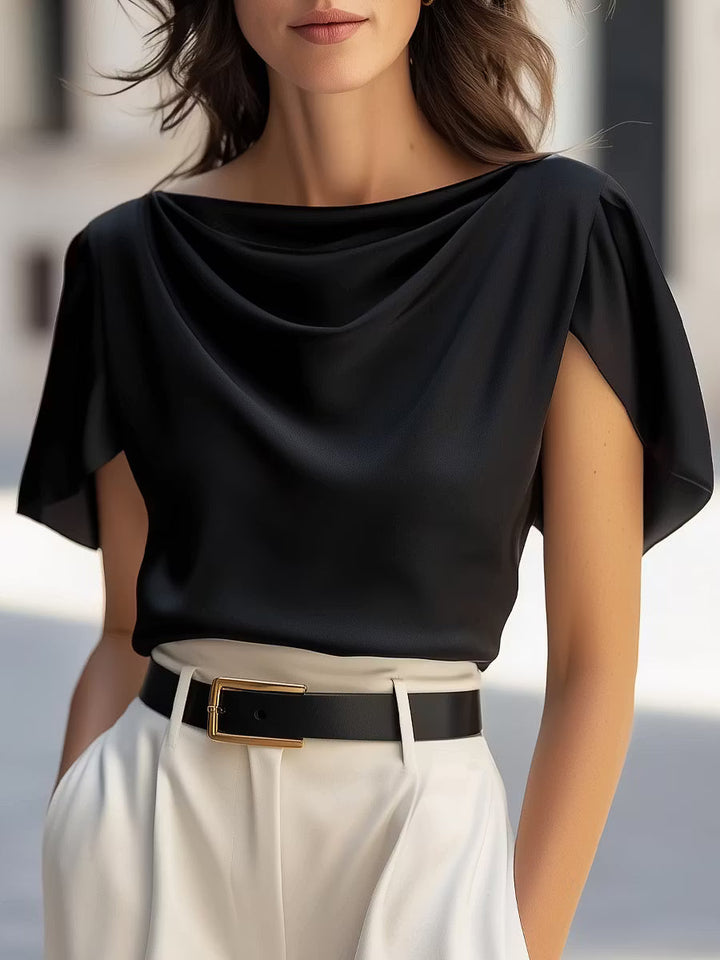 Blusa Classica in Raso con Maniche a Cappotto