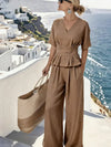 Set elegante con scollo a V e maniche corte per donne • S1