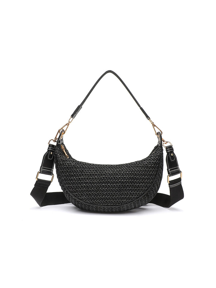 Borsa a tracolla casual per donna; Borsa tessuta da sottobraccio