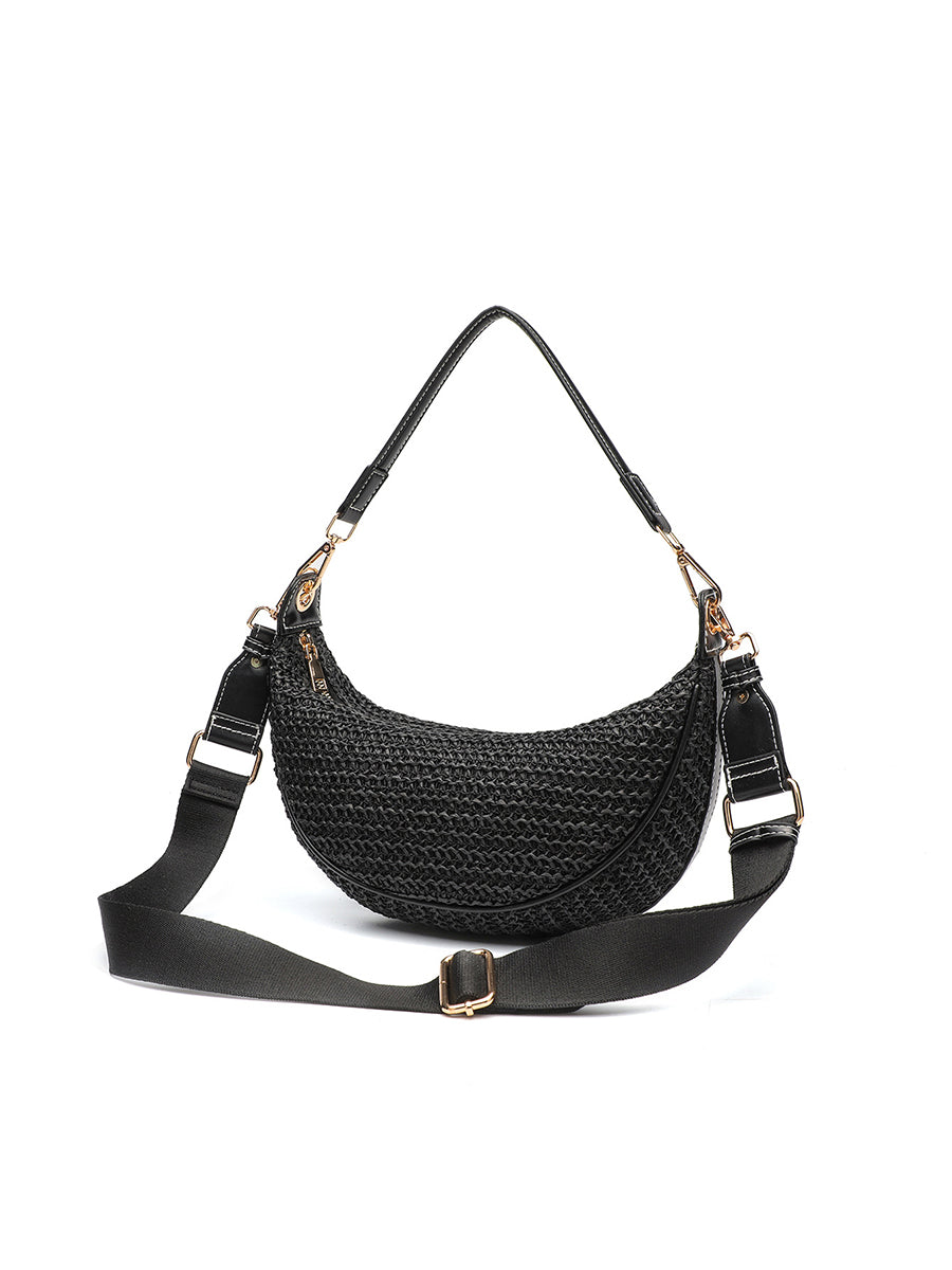 Borsa a tracolla casual per donna; Borsa tessuta da sottobraccio