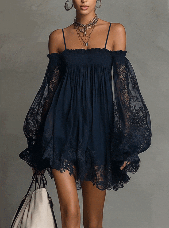 Elara | Mini Abito con Spalle Scoperte e Pizzo