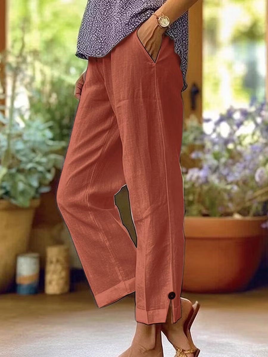 Brooke | Pantaloni dritti in cotone e lino