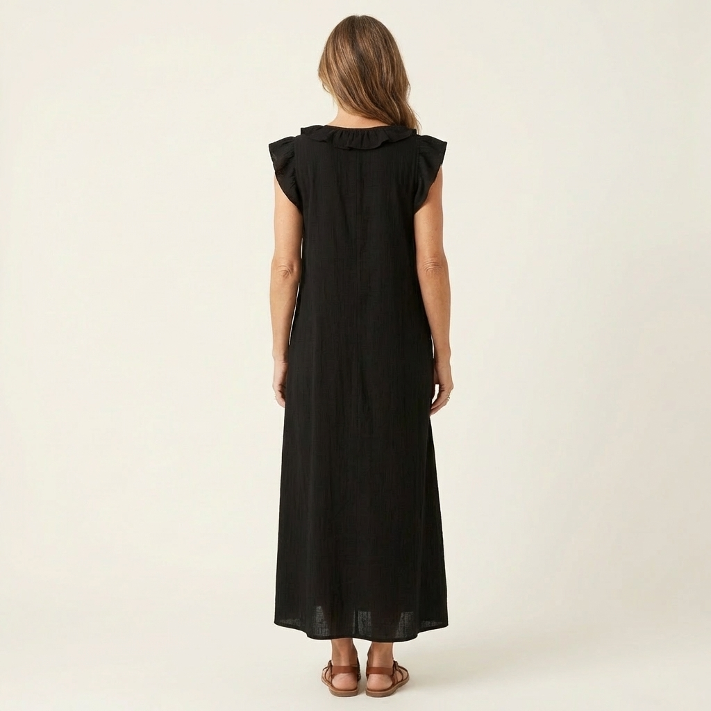 Josette | Abito Maxi con Scollatura a V e Volant