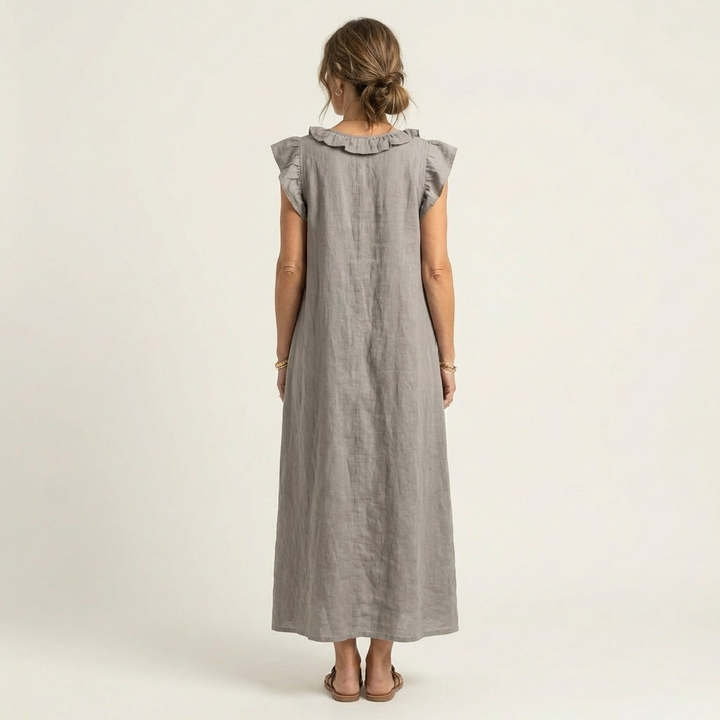 Josette | Abito Maxi con Scollatura a V e Volant