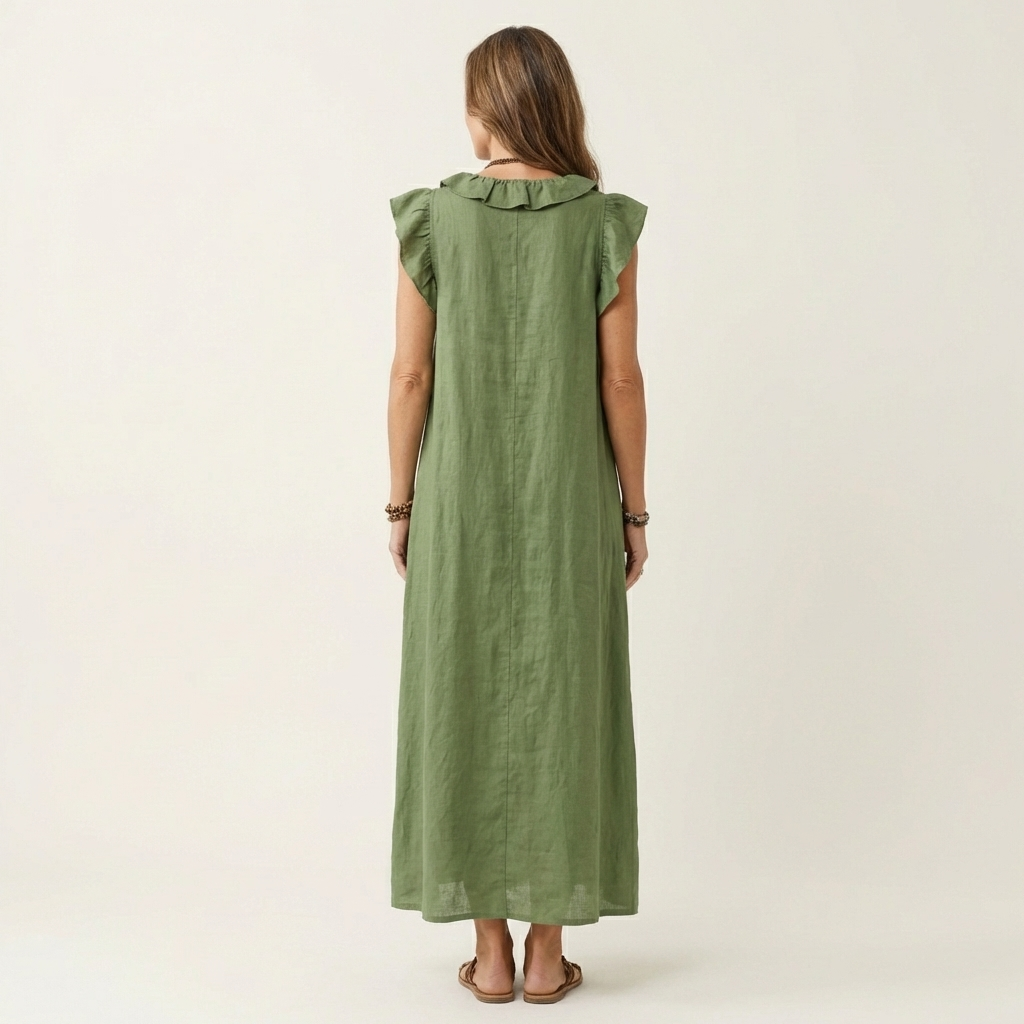 Josette | Abito Maxi con Scollatura a V e Volant