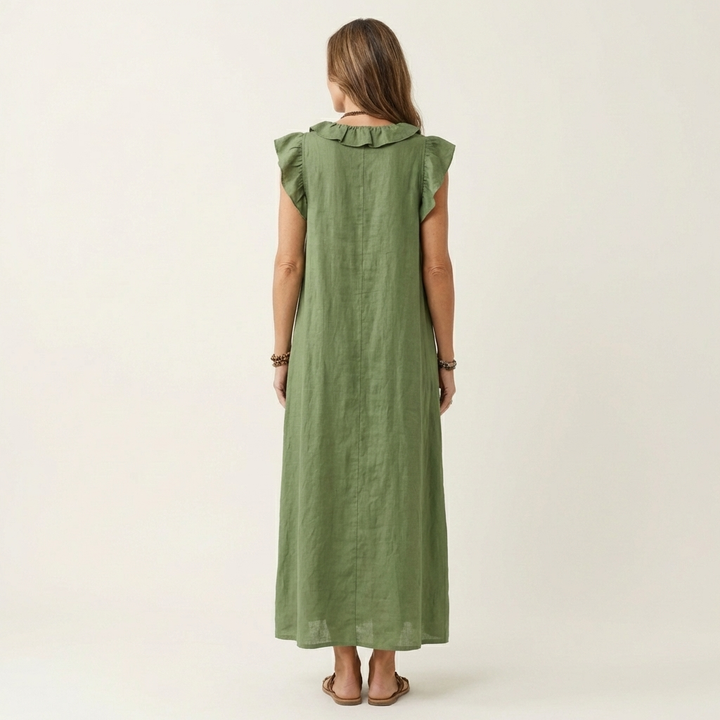 Josette | Abito Maxi con Scollatura a V e Volant