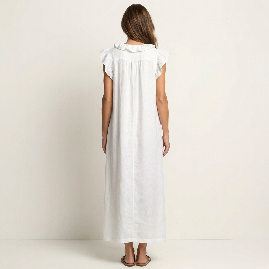 Josette | Abito Maxi con Scollatura a V e Volant