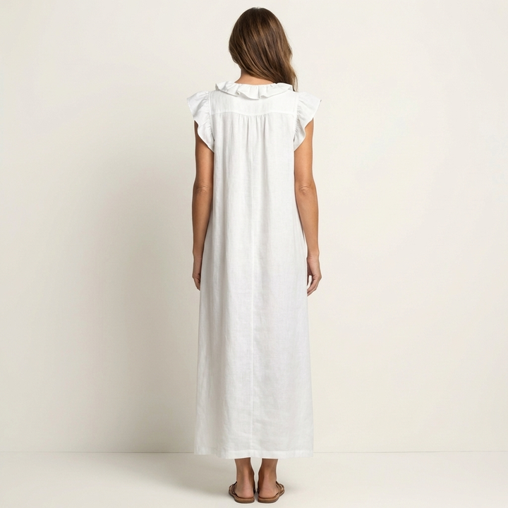 Josette | Abito Maxi con Scollatura a V e Volant