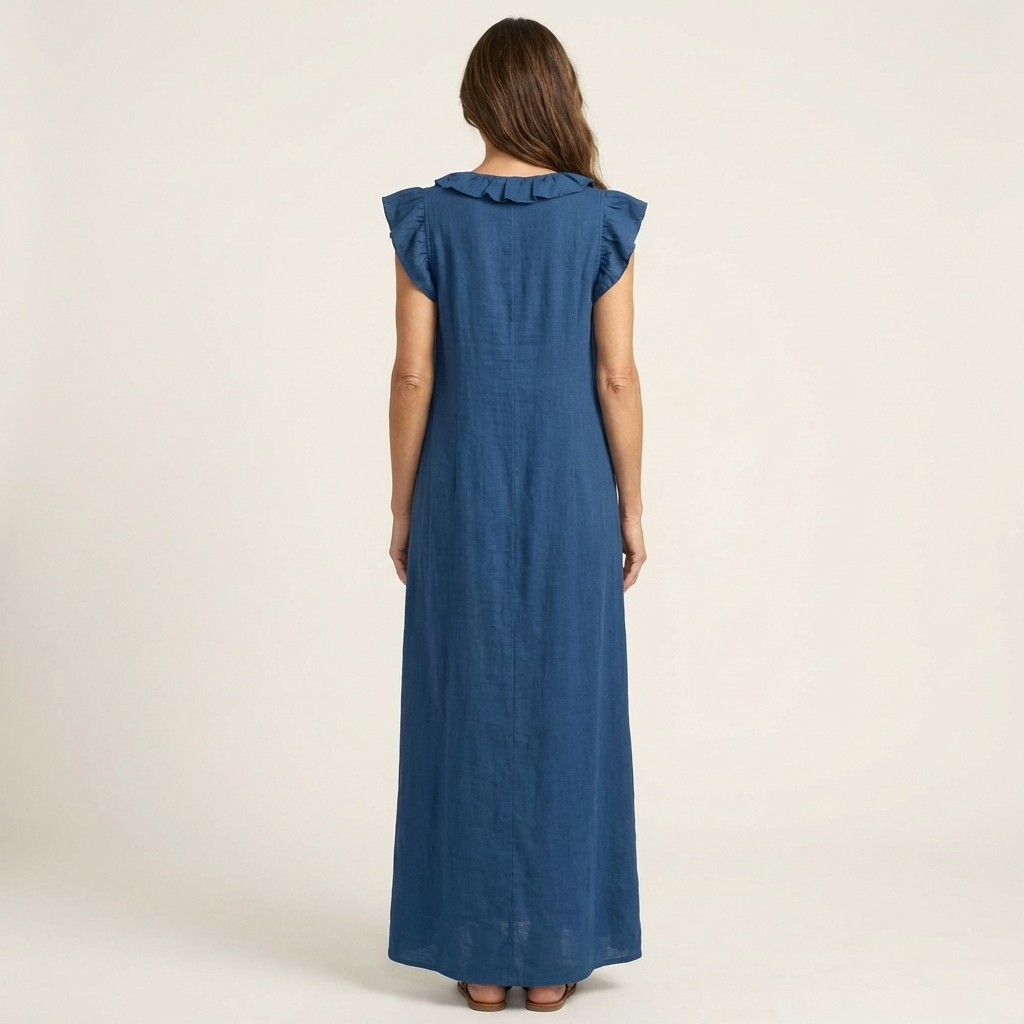 Josette | Abito Maxi con Scollatura a V e Volant