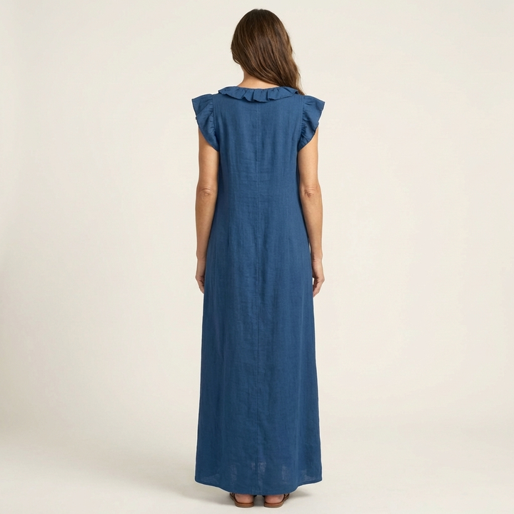 Josette | Abito Maxi con Scollatura a V e Volant