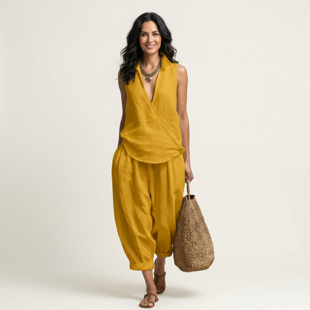 Twiila | Set Top Incrociato e Pantaloni a Gamba Larga