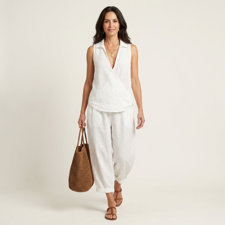 Twiila | Set Top Incrociato e Pantaloni a Gamba Larga