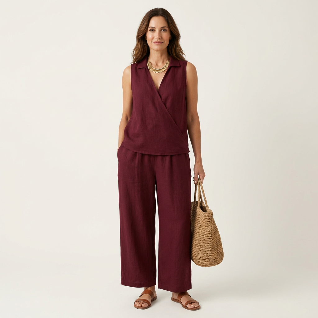 Twiila | Set Top Incrociato e Pantaloni a Gamba Larga