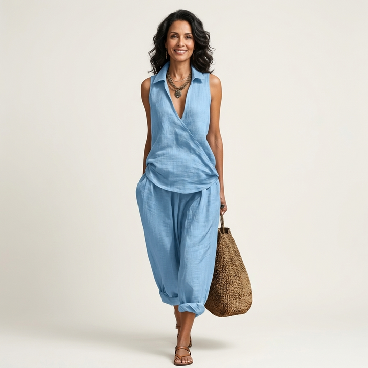 Twiila | Set Top Incrociato e Pantaloni a Gamba Larga