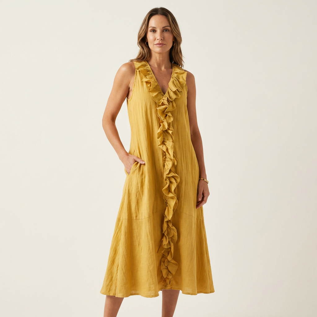 Vicky | Abito Maxi Senza Maniche con Rouches