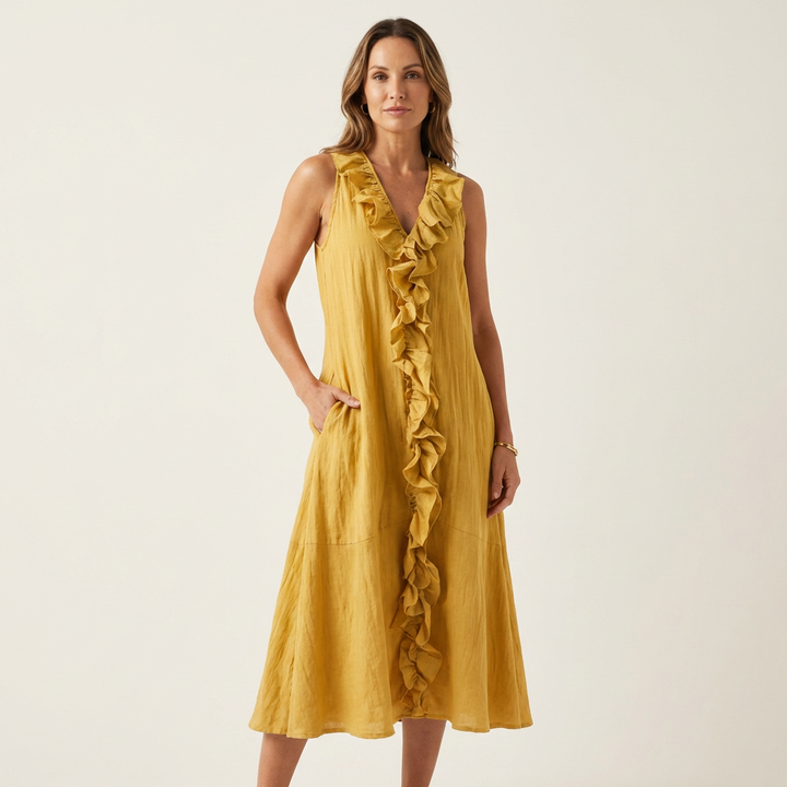 Vicky | Abito Maxi Senza Maniche con Rouches