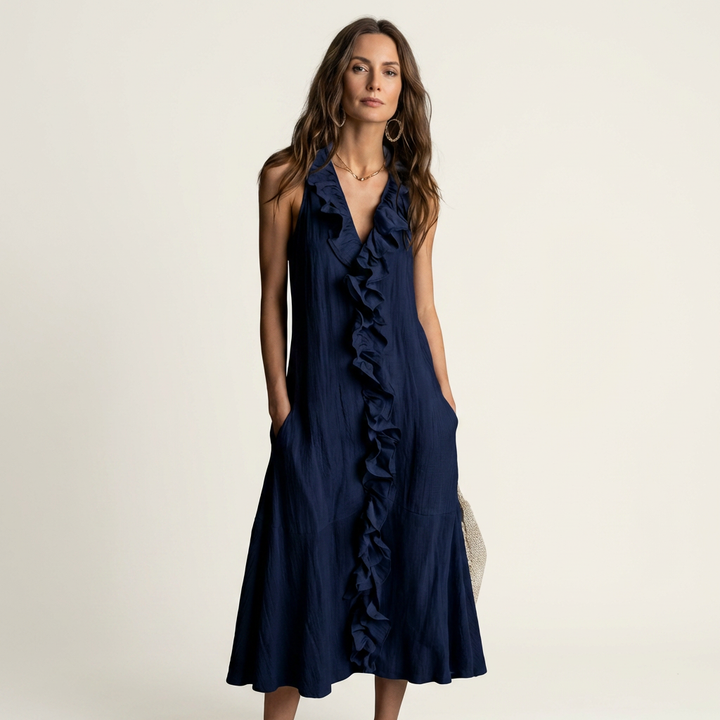 Vicky | Abito Maxi Senza Maniche con Rouches
