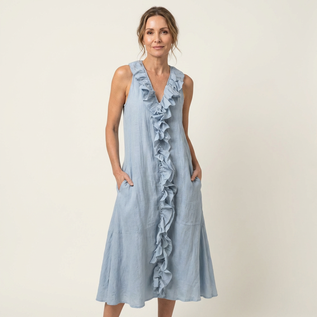Vicky | Abito Maxi Senza Maniche con Rouches