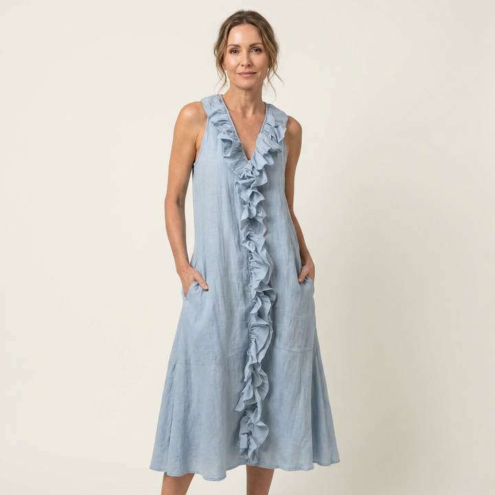 Vicky | Abito Maxi Senza Maniche con Rouches