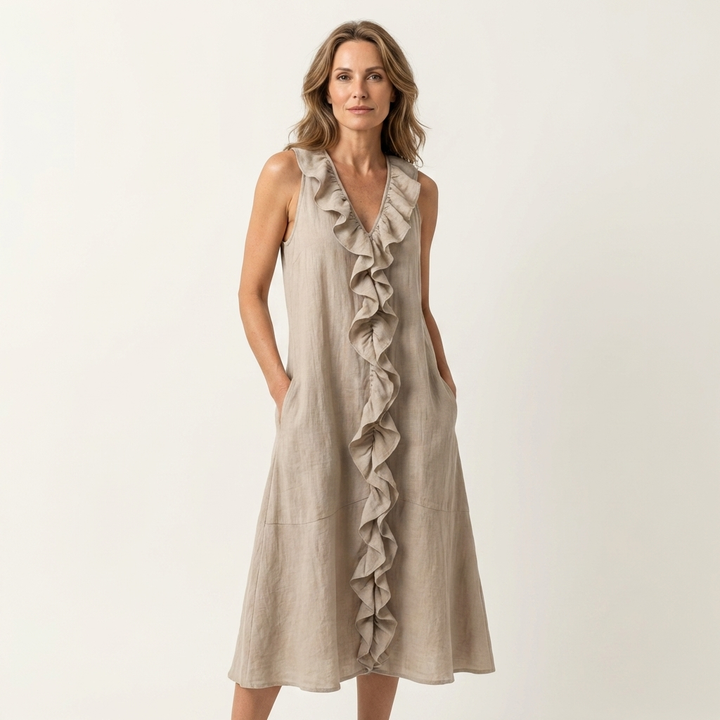 Vicky | Abito Maxi Senza Maniche con Rouches