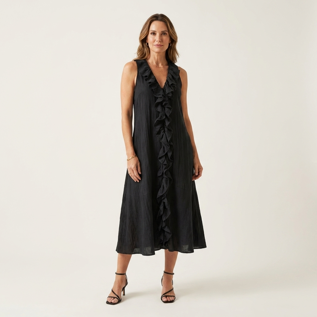 Vicky | Abito Maxi Senza Maniche con Rouches