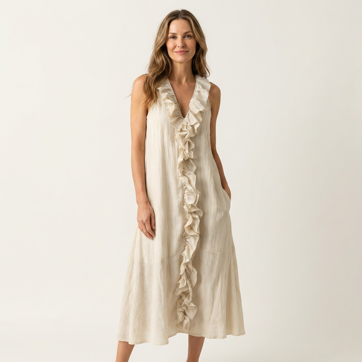 Vicky | Abito Maxi Senza Maniche con Rouches