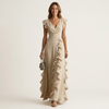 Nellyana | Abito Maxi con Scollo a V e Maniche a Farfalla