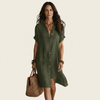 Nidalie | Vestito Camicia Midi con Maniche Arrotolate
