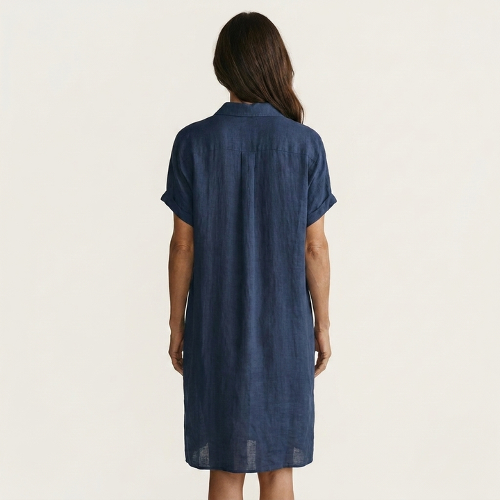 Nidalie | Vestito Camicia Midi con Maniche Arrotolate
