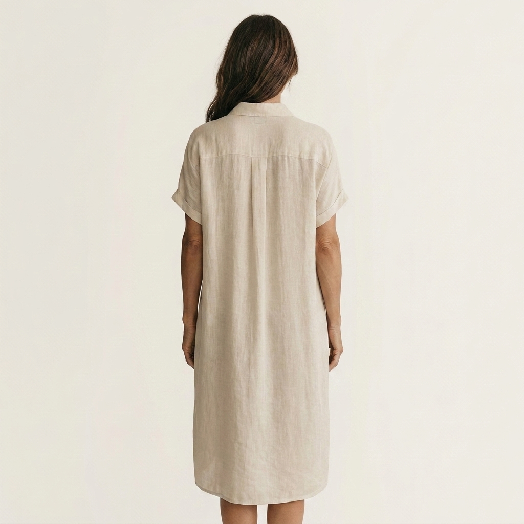 Nidalie | Vestito Camicia Midi con Maniche Arrotolate