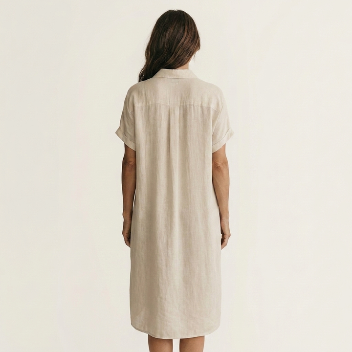 Nidalie | Vestito Camicia Midi con Maniche Arrotolate