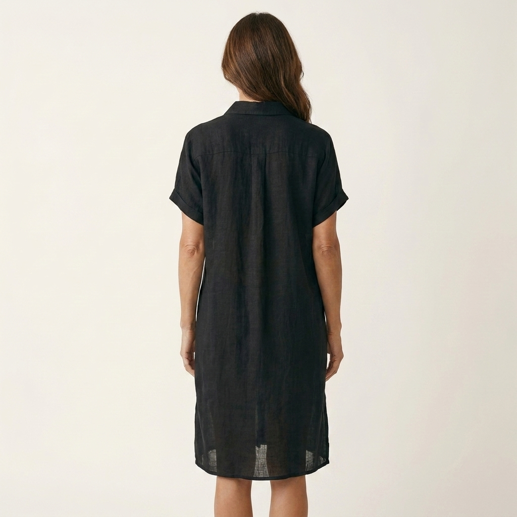 Nidalie | Vestito Camicia Midi con Maniche Arrotolate