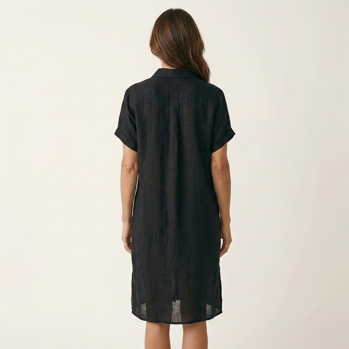 Nidalie | Vestito Camicia Midi con Maniche Arrotolate