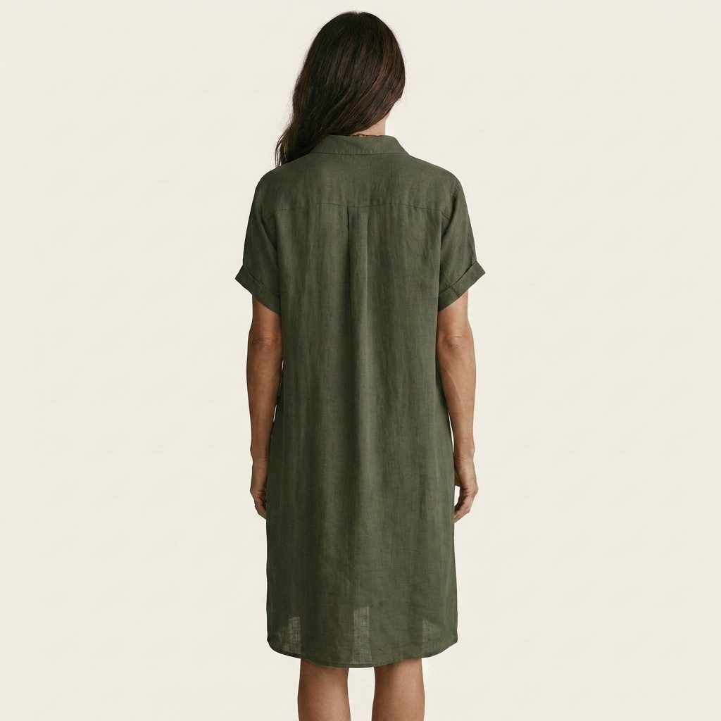 Nidalie | Vestito Camicia Midi con Maniche Arrotolate