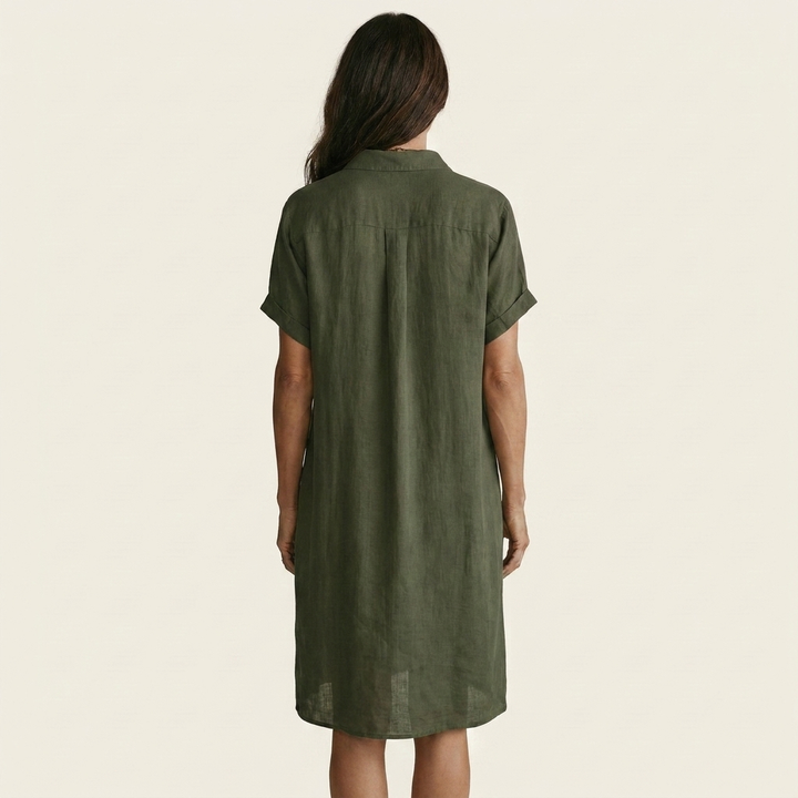 Nidalie | Vestito Camicia Midi con Maniche Arrotolate